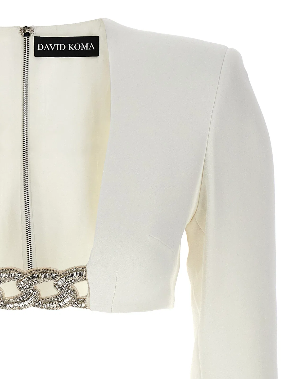 David koma Top '3D Crystsal Chain And Square Neck'