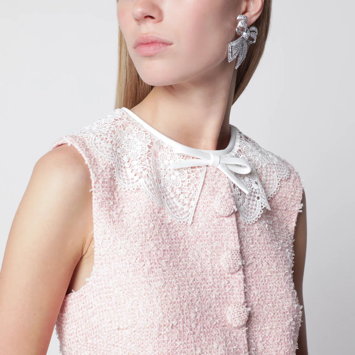 Self-Portrait Self Portrait Pink Bouclé Mini Dress Wit