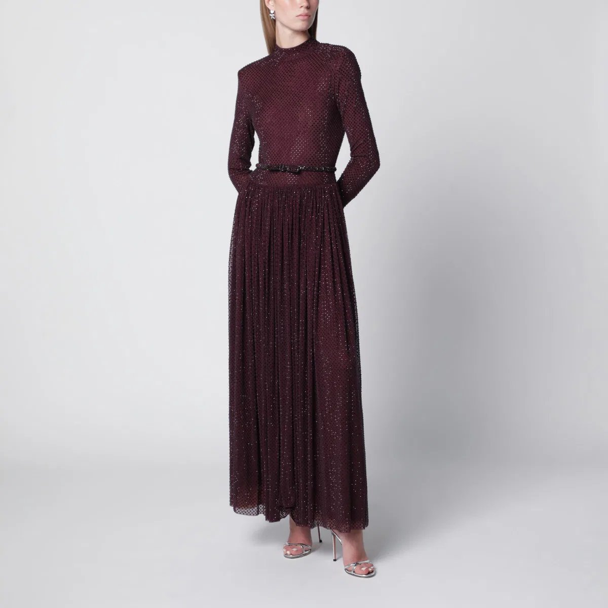 Self-Portrait Self Portrait Burgundy Long Dress With R