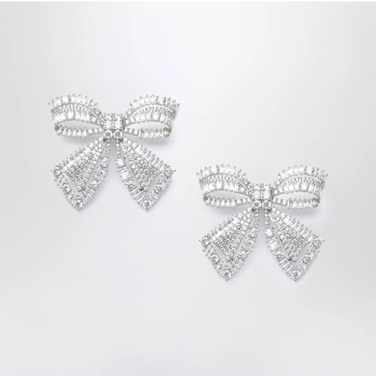 Self-Portrait Self Portrait Crystal Bow Earrings In Si