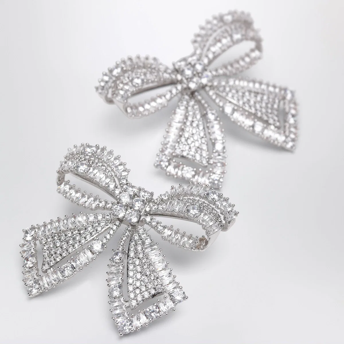 Self-Portrait Self Portrait Crystal Bow Earrings In Si