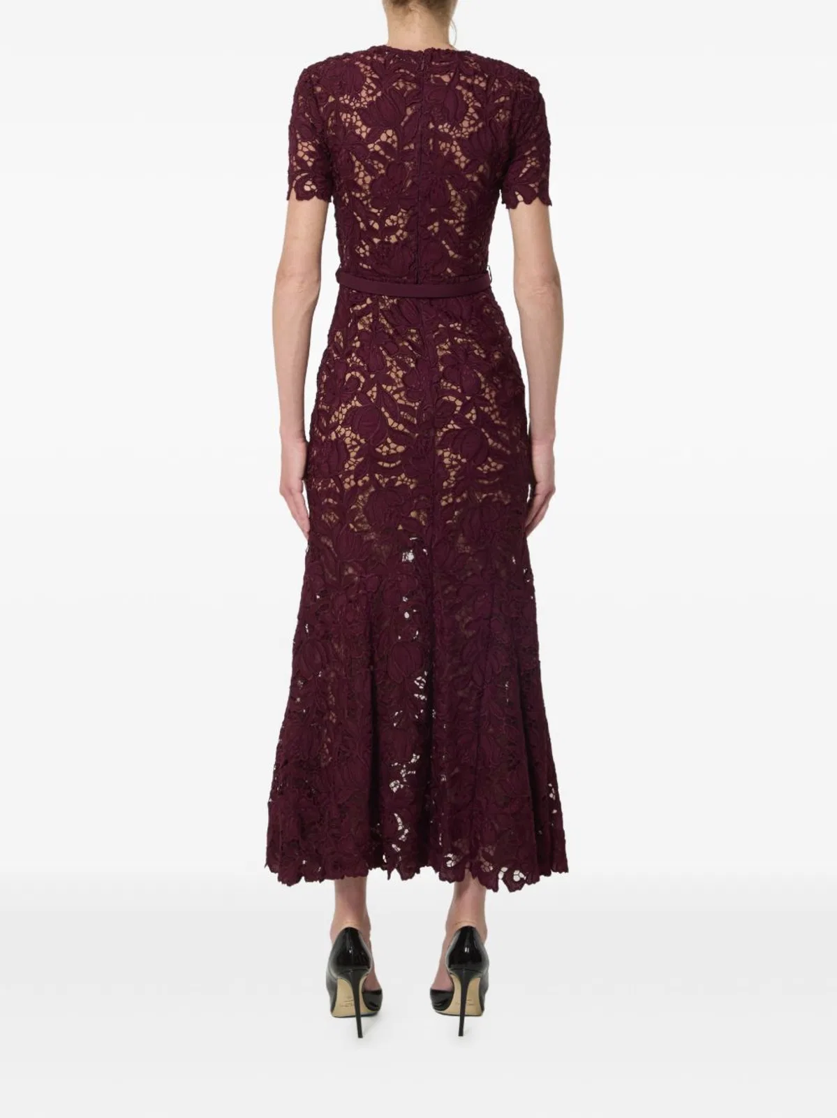 Self-Portrait Burgundy Polyester Midi Dress