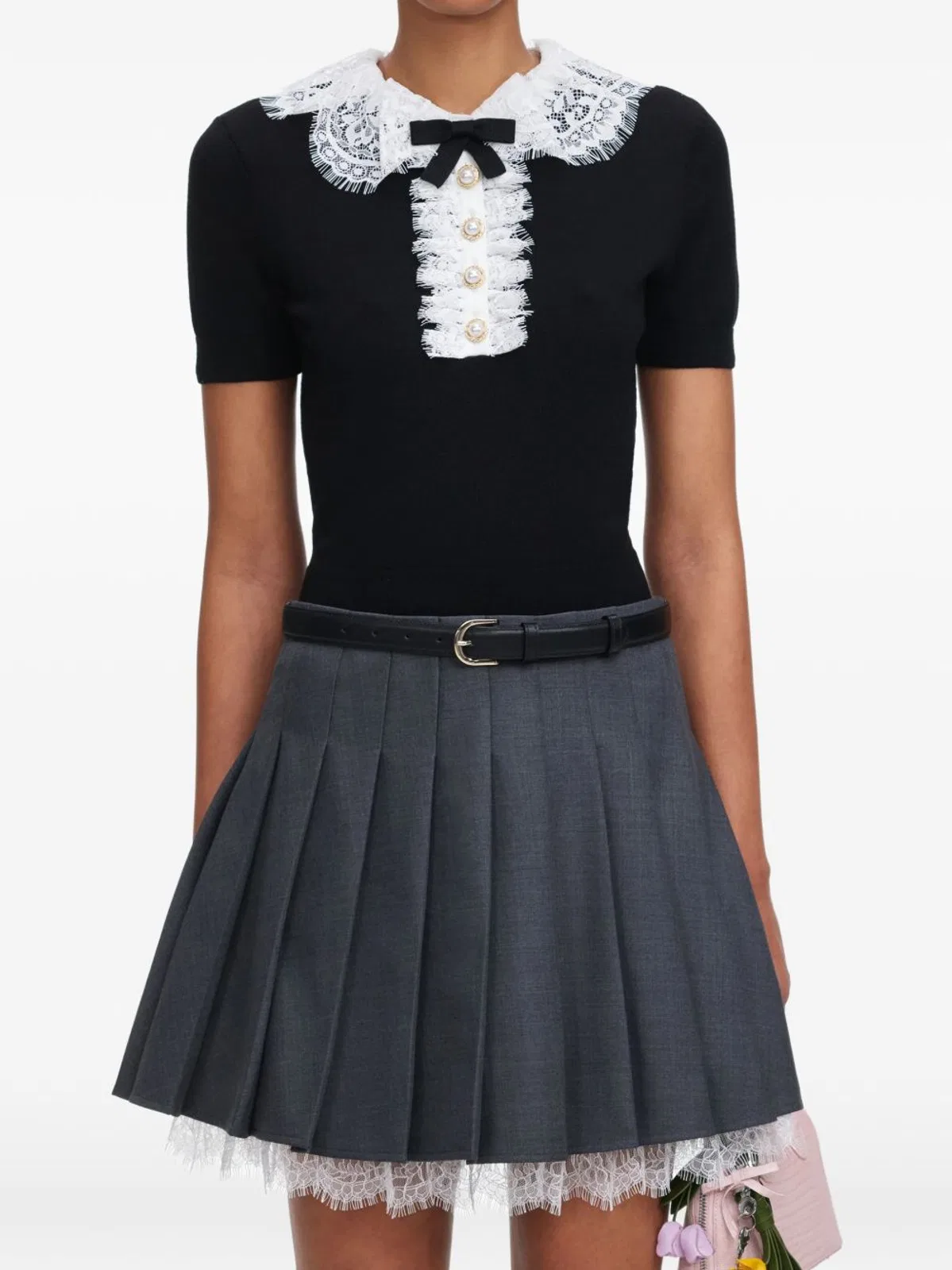 Self-Portrait Sweater With Lace Collar