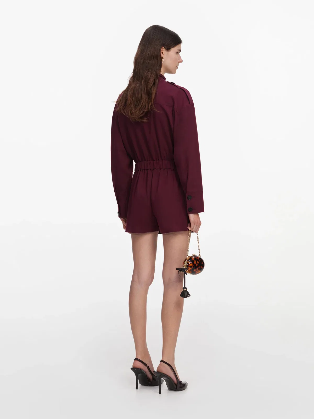 Self-Portrait Twill Tie Neck Playsuit