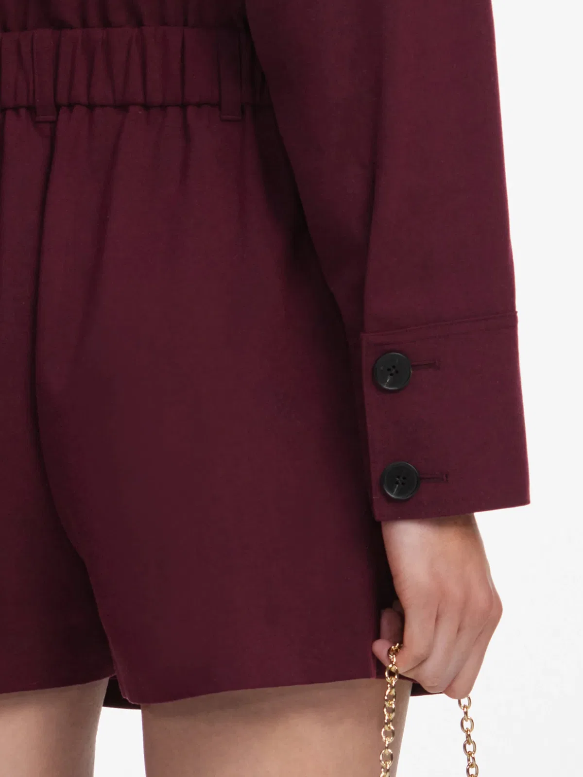 Self-Portrait Twill Tie Neck Playsuit