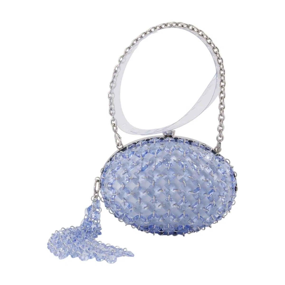 Self-Portrait Oval Crystal Chain Clutch Bag