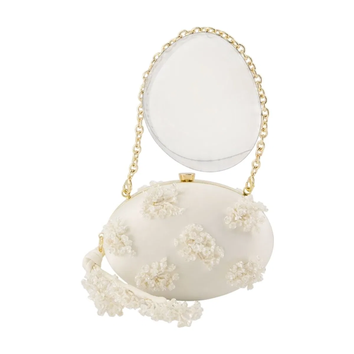 Self-Portrait Floral Beaded Oval Clutch