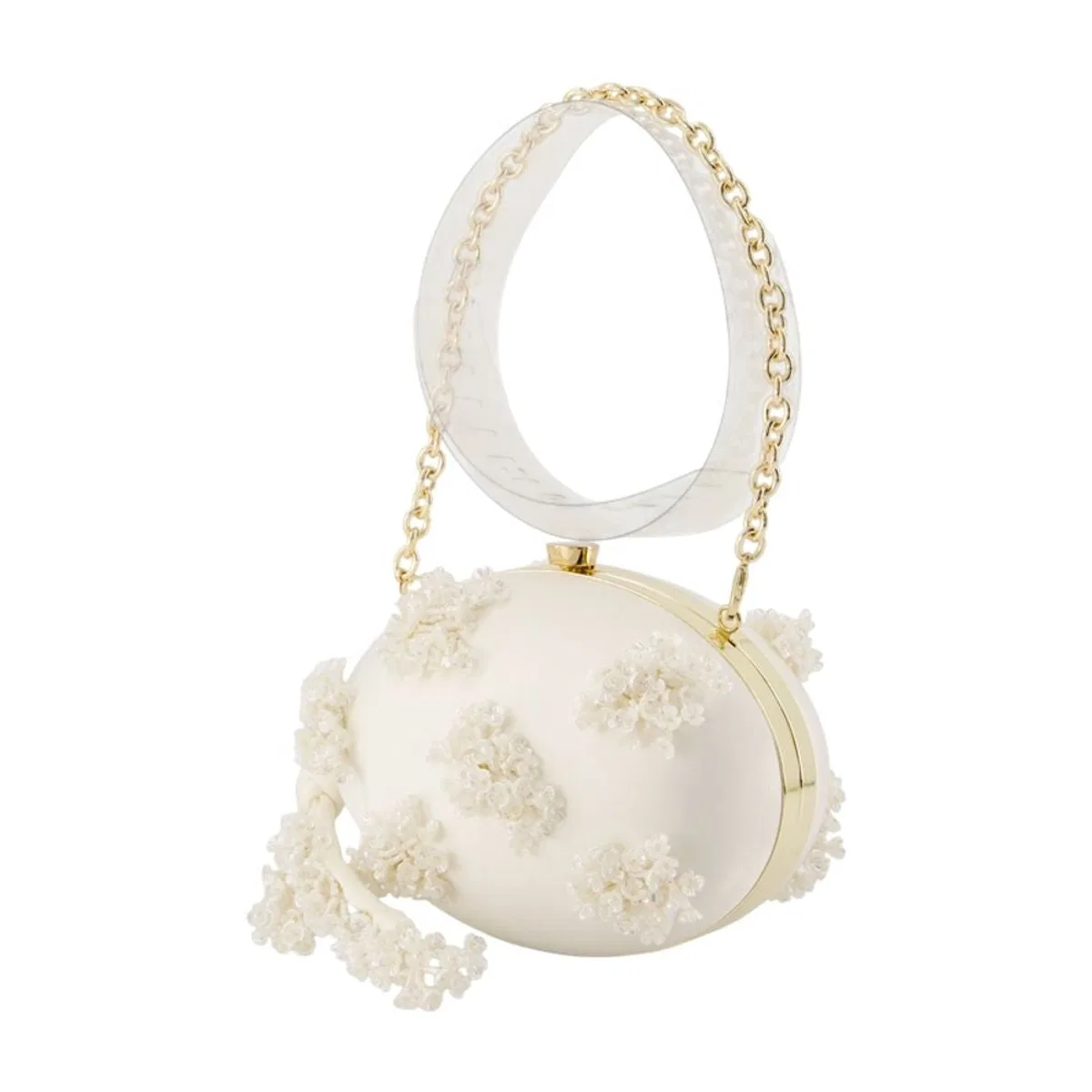 Self-Portrait Floral Beaded Oval Clutch