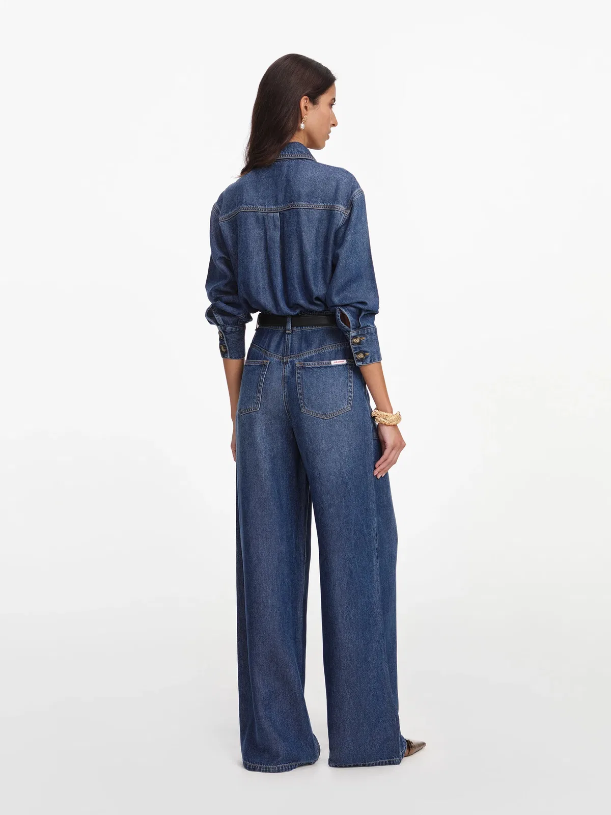 Self-Portrait Denim Relaxed Fit Jumpsuit