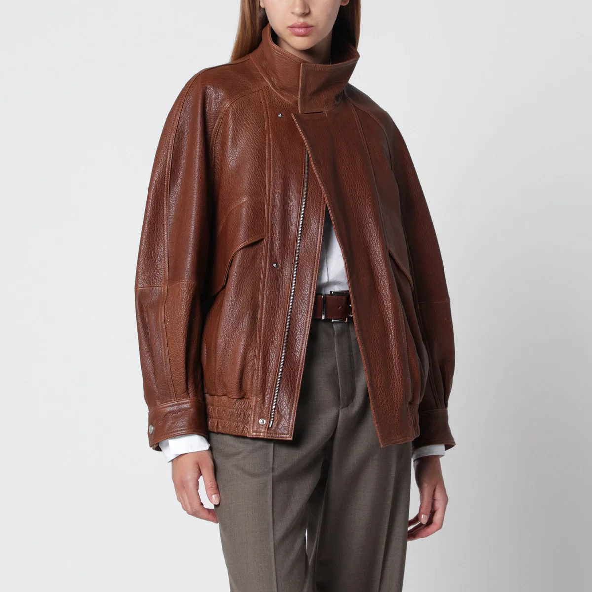 Nour Hammour Ariste Terracotta Leather Jacket