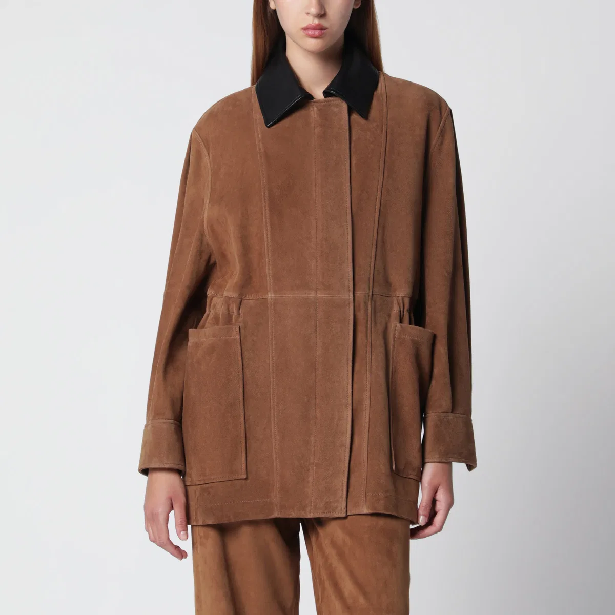 Nour Hammour Grange Jacket In Tobacco Suede Leather