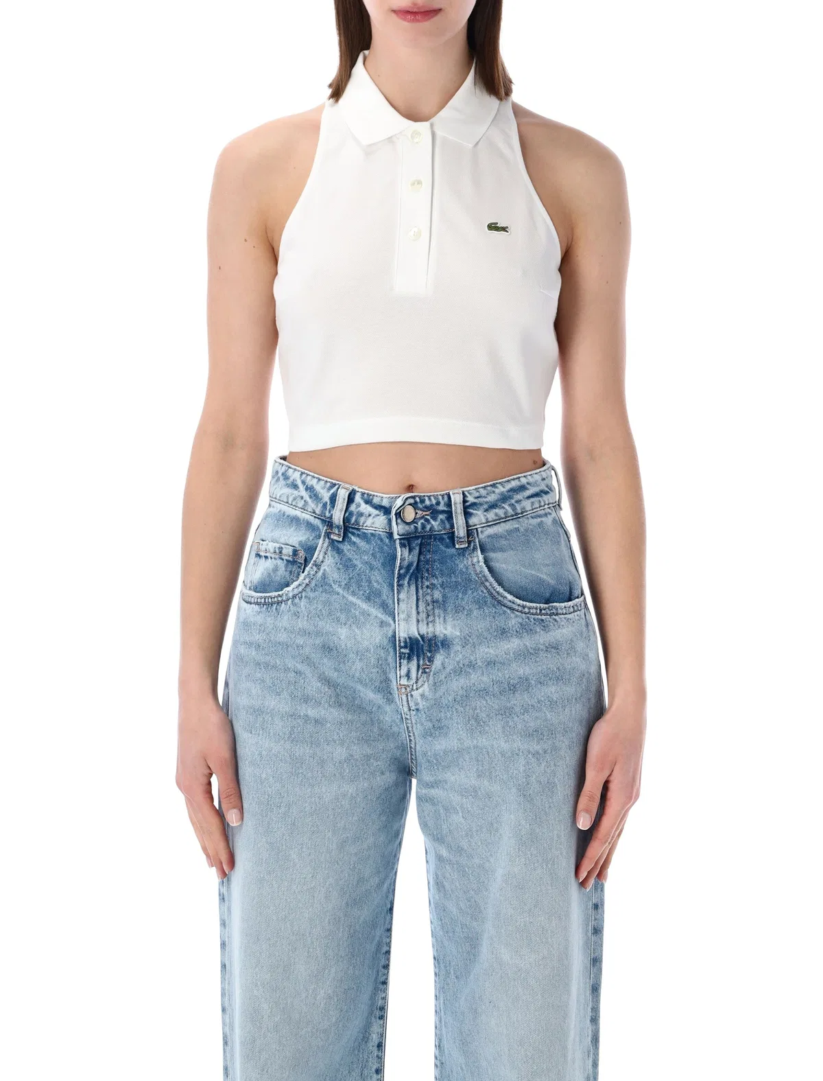 Lacoste Cropped Cotton Polo Top