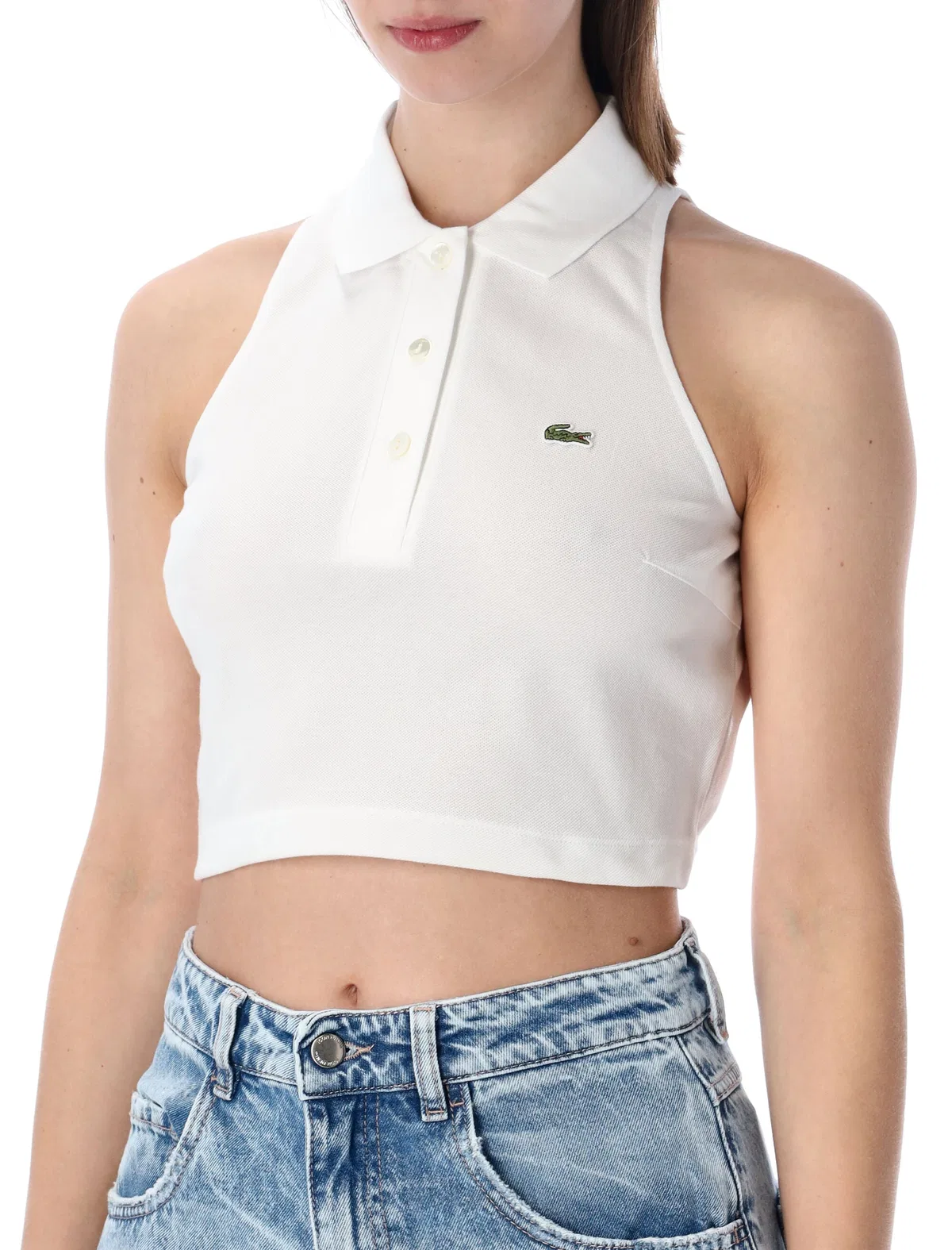Lacoste Cropped Cotton Polo Top