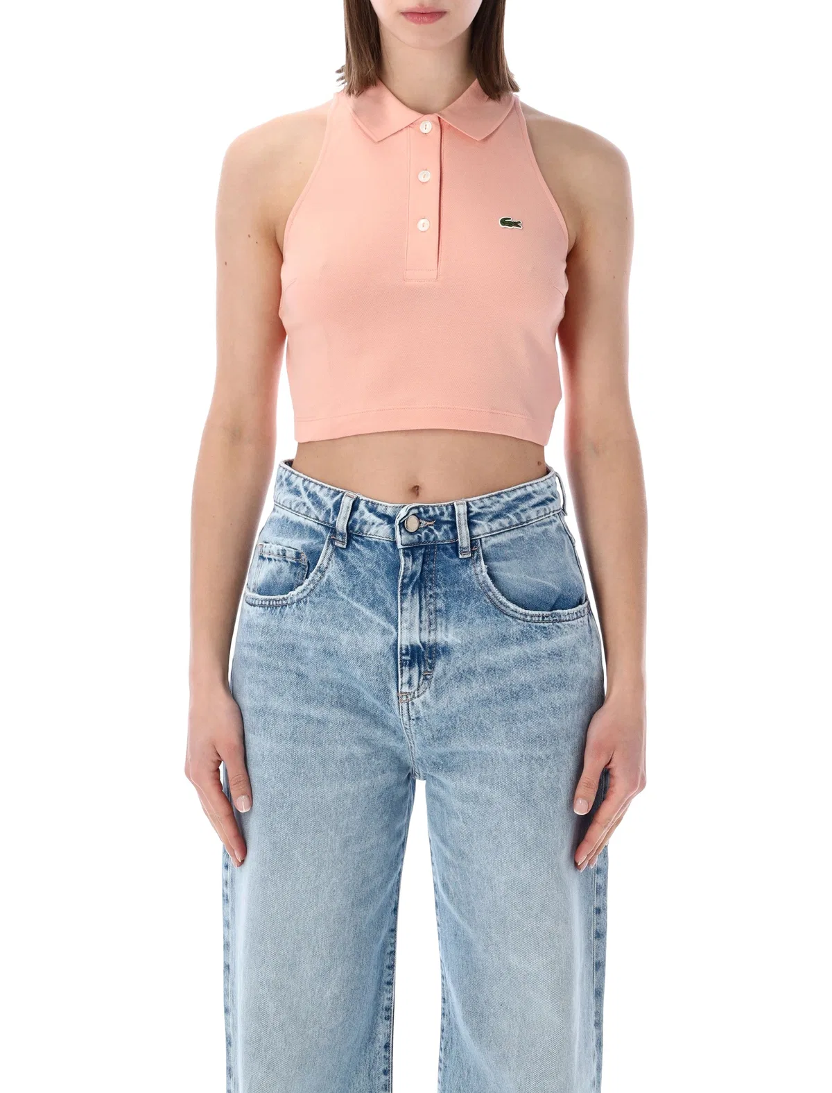 Lacoste Cropped Cotton Polo Top