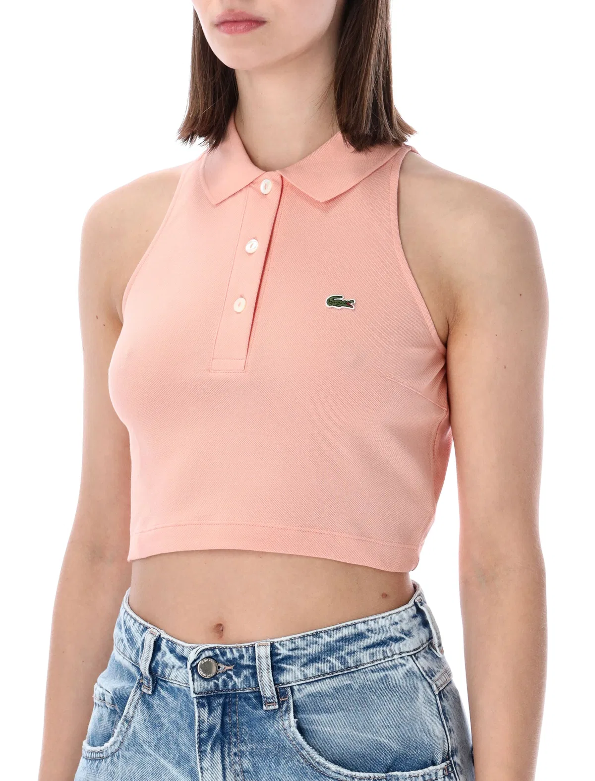 Lacoste Cropped Cotton Polo Top