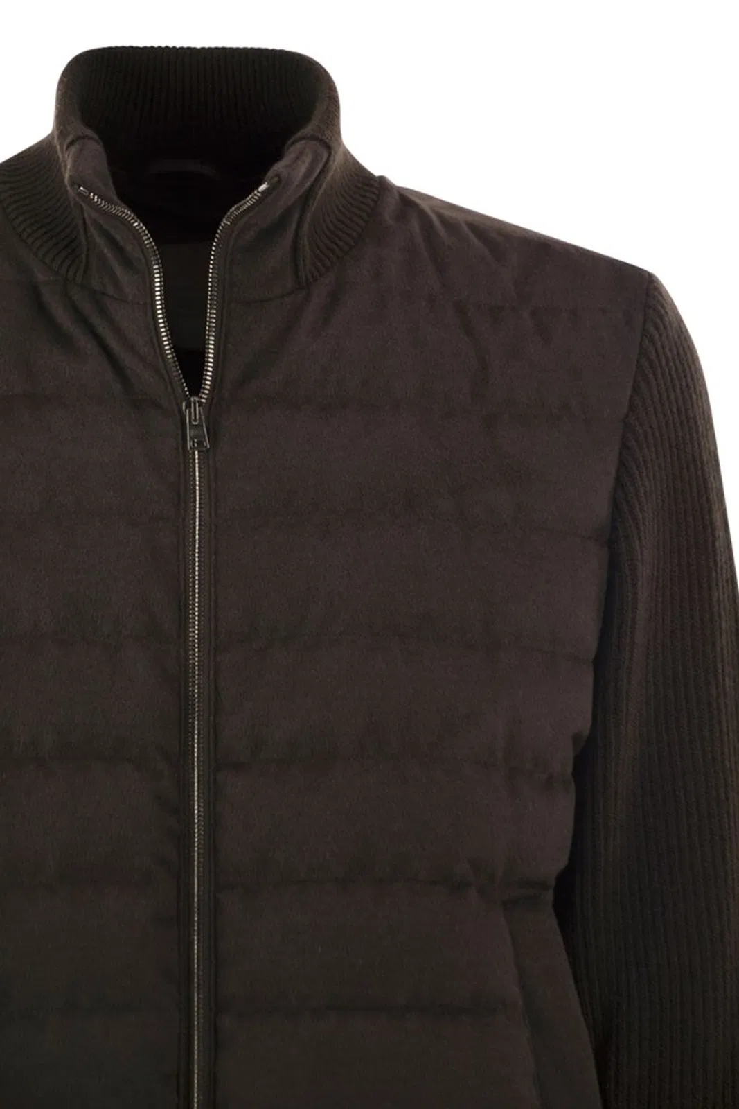 Herno Quilted Knit And Fabric Jacket With High