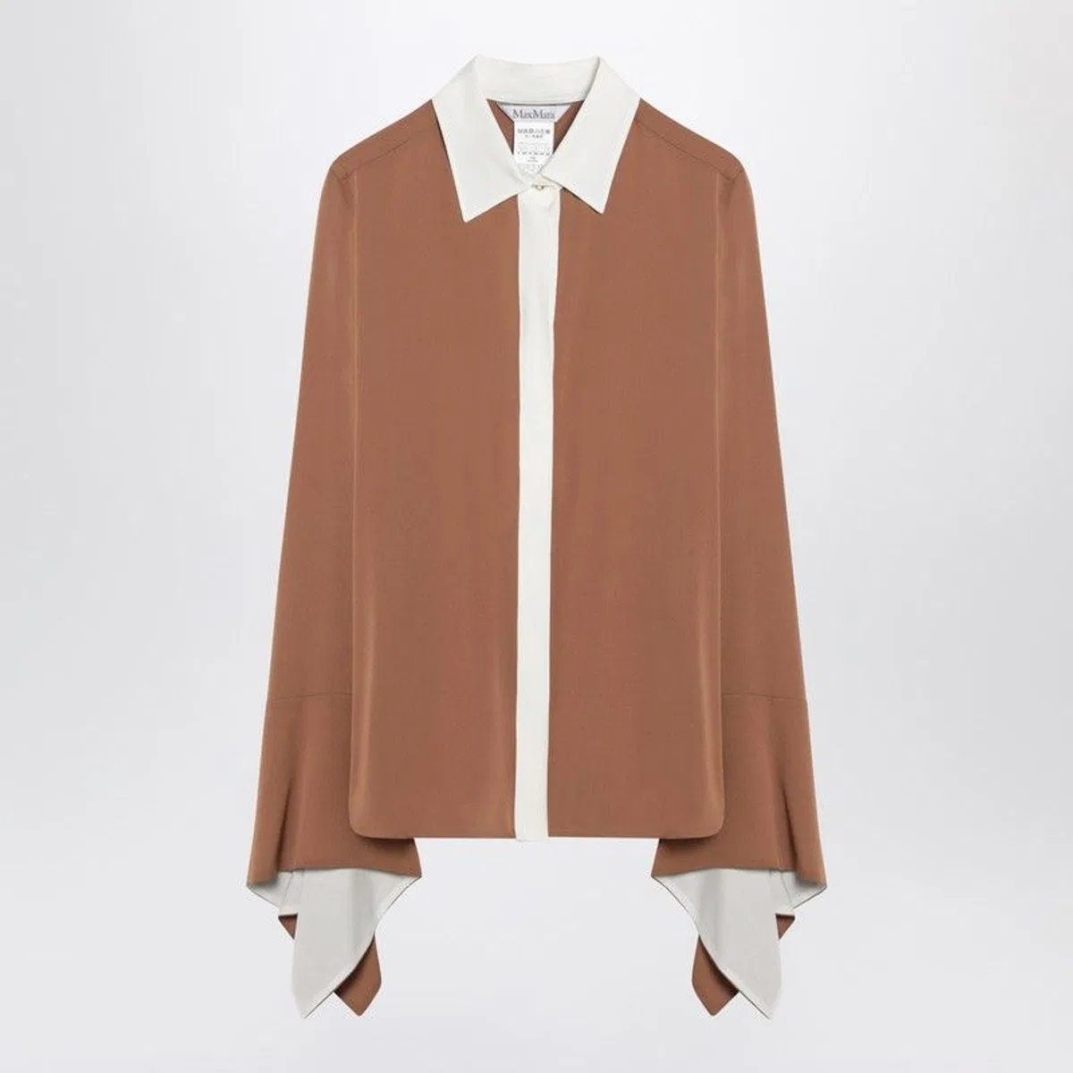 Max Mara Camel Silk Colour-Block Shirt