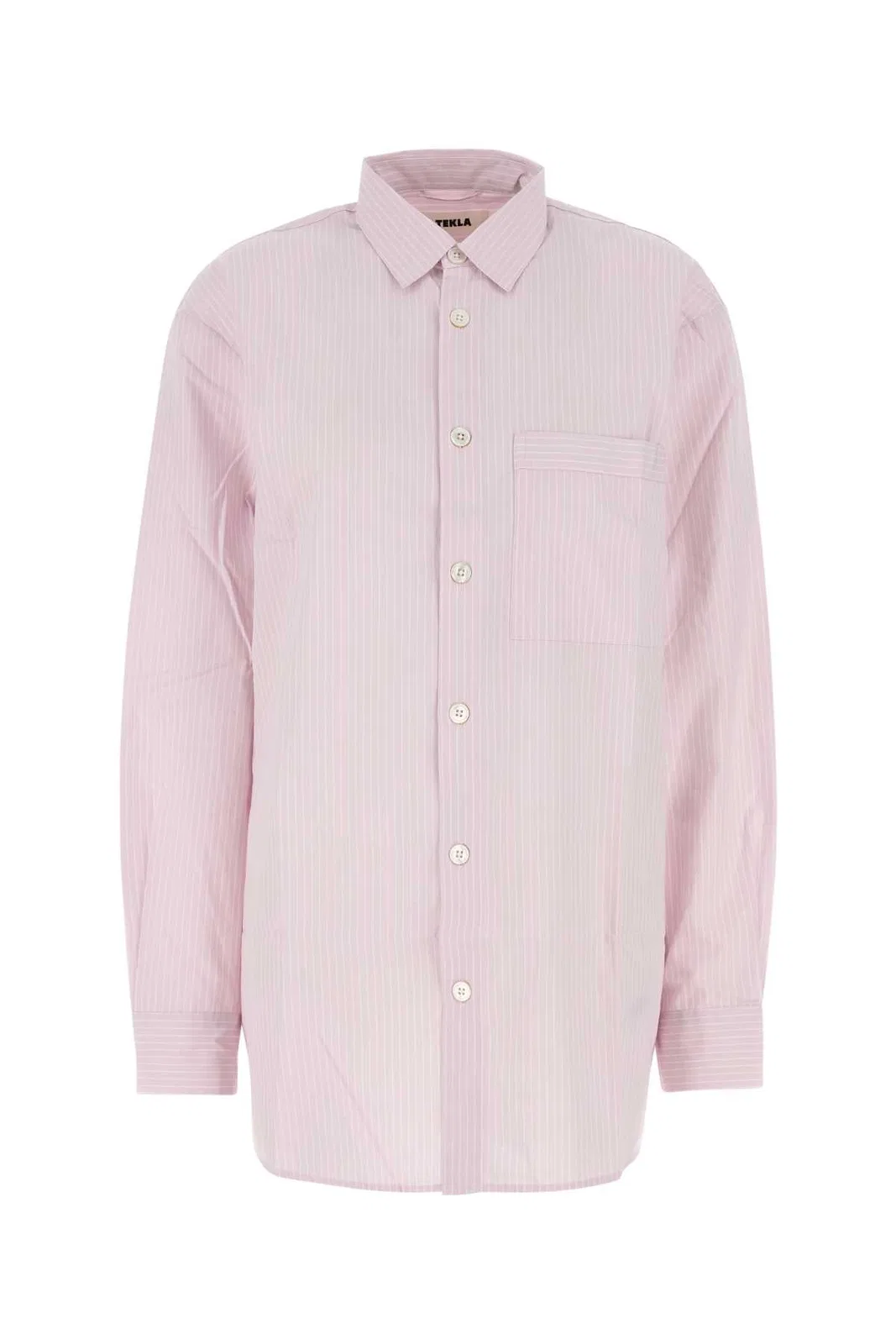 Tekla Embroidered Poplin Oversize Pyjama Shirt
