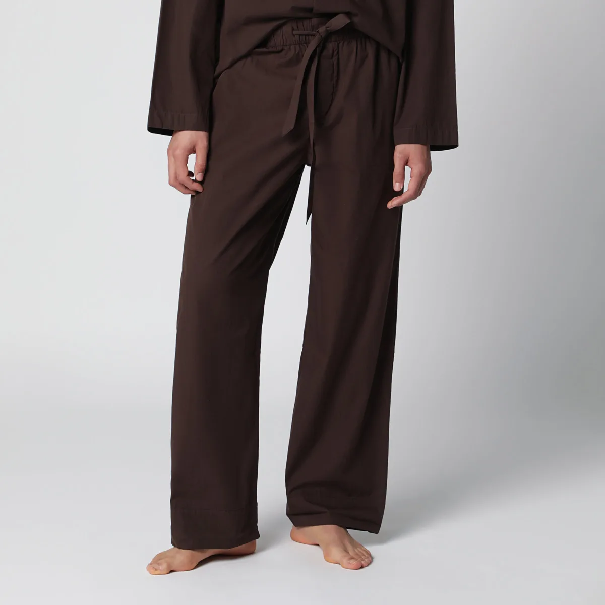 Tekla Brown Cotton Pajama Trousers