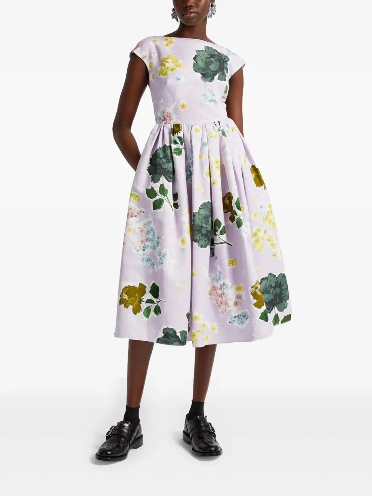 Erdem Vestido Margot Flores Escote B Lila