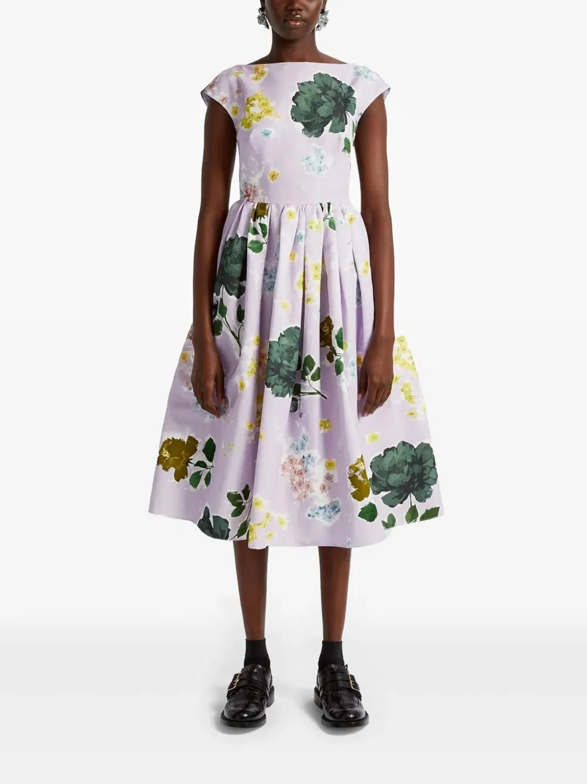 Erdem Vestido Margot Flores Escote B Lila