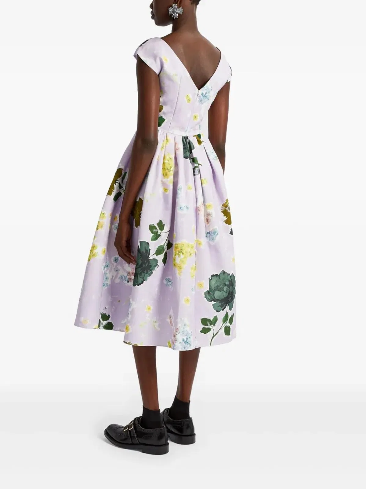 Erdem Vestido Margot Flores Escote B Lila