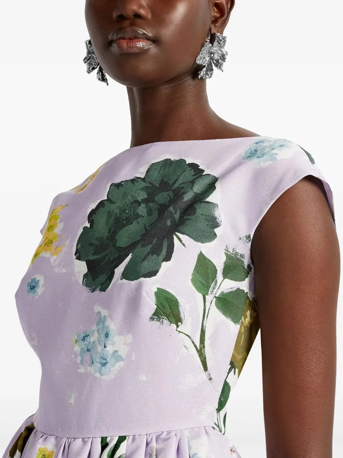 Erdem Vestido Margot Flores Escote B Lila