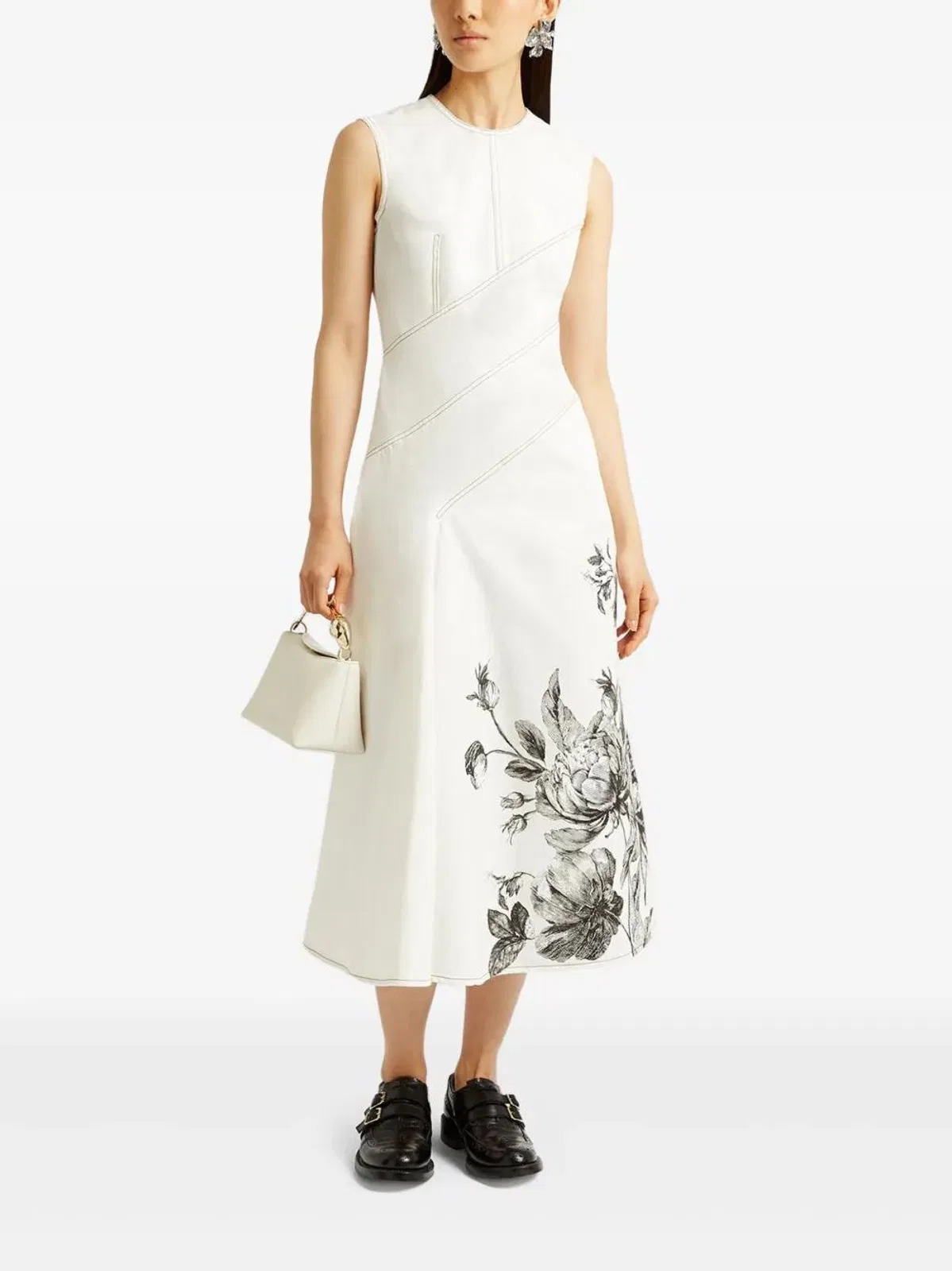 Erdem Vestido Sin Mangas Flores Crudo