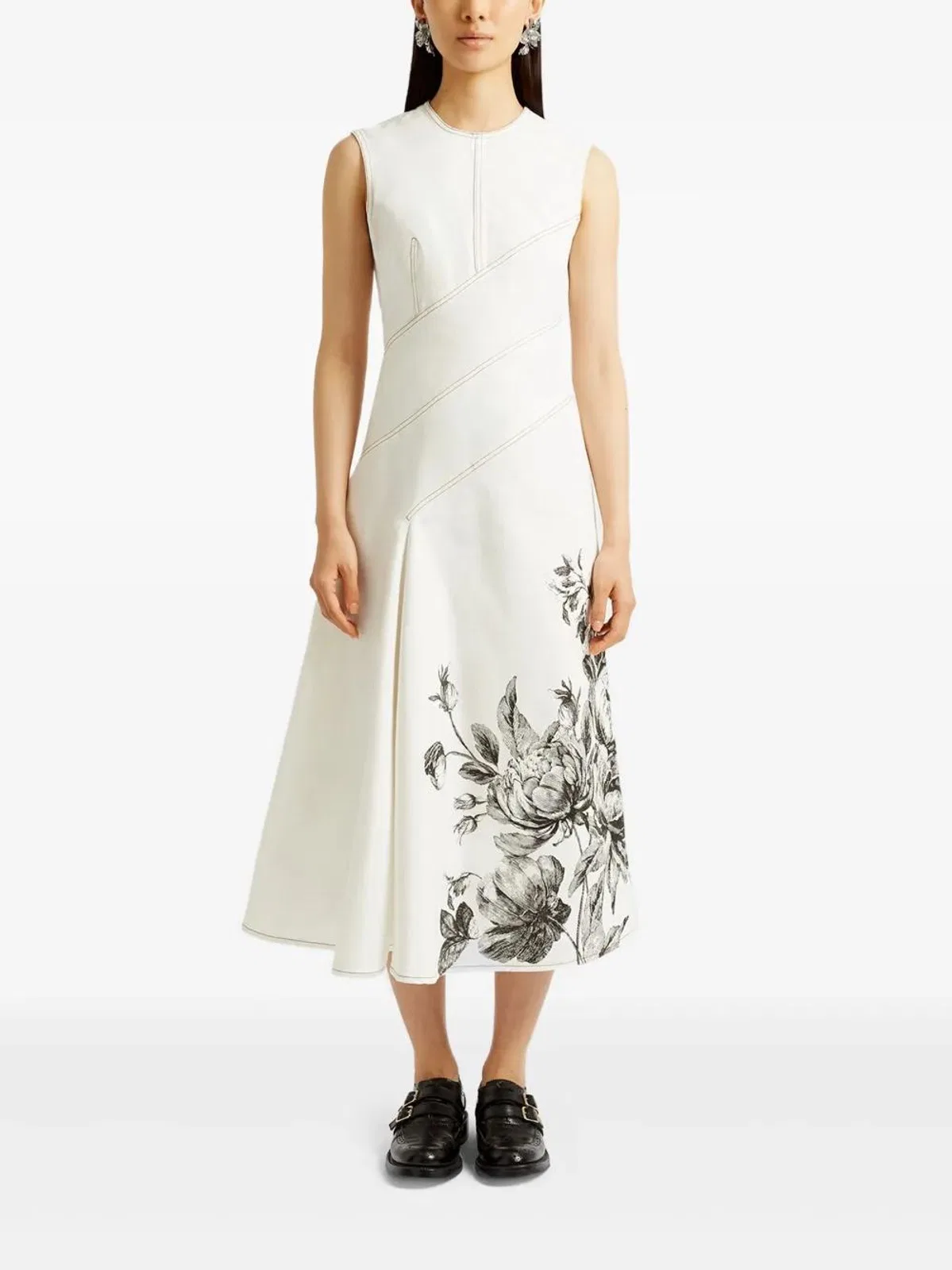 Erdem Vestido Sin Mangas Flores Crudo