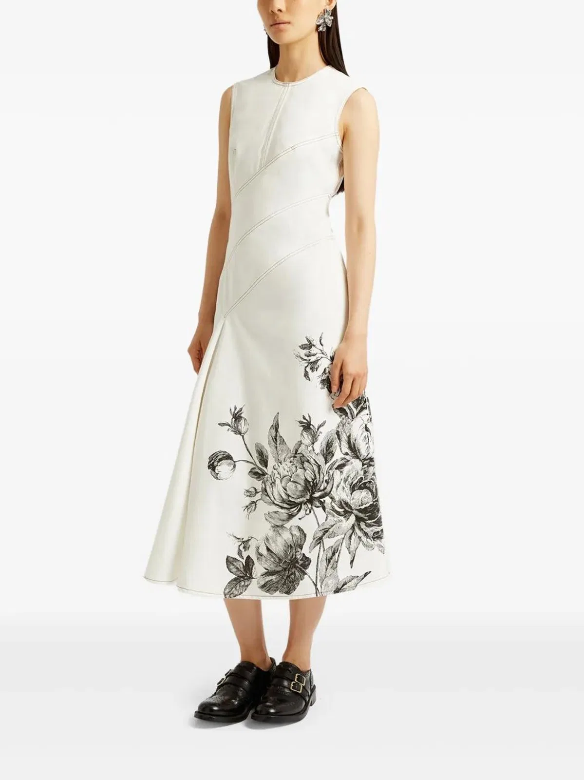 Erdem Vestido Sin Mangas Flores Crudo