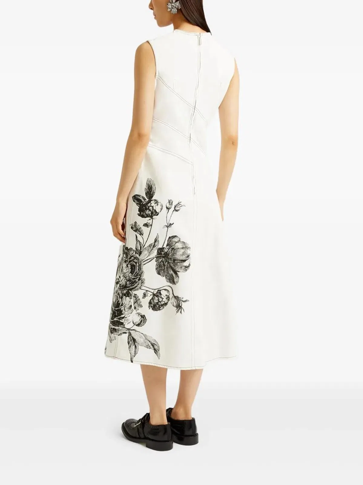 Erdem Vestido Sin Mangas Flores Crudo