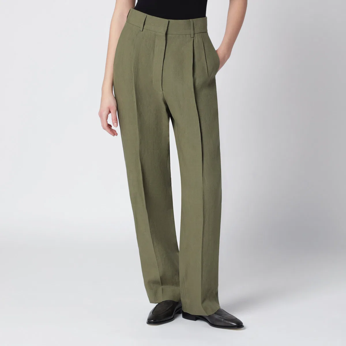 Blaze Milano Fox Green Trousers In Linen