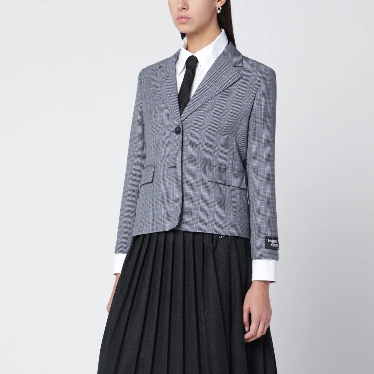 Maison Kitsune Maison Kitsuné Blue Checked Single-Breas