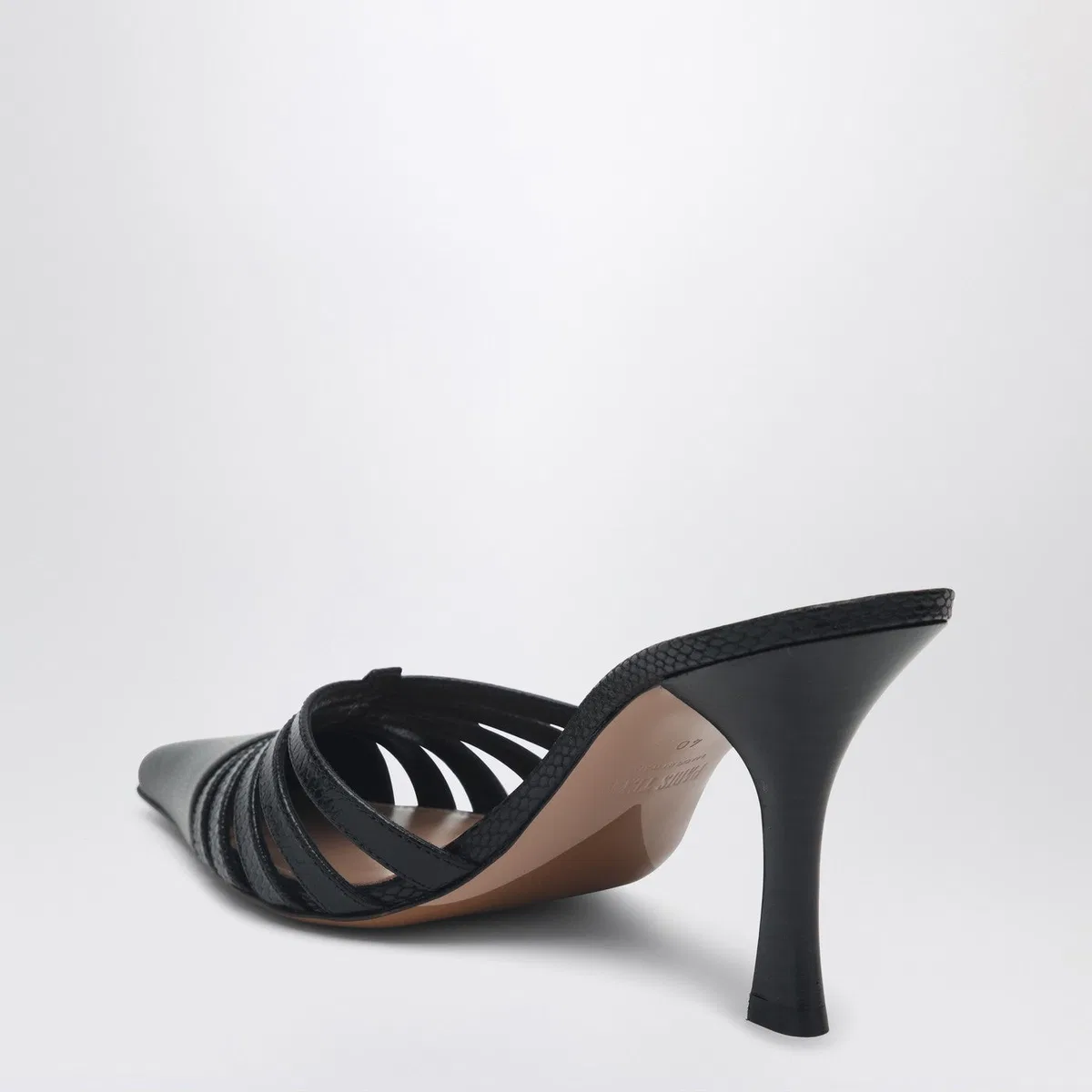 Paris texas Black Leather Mule Nadia