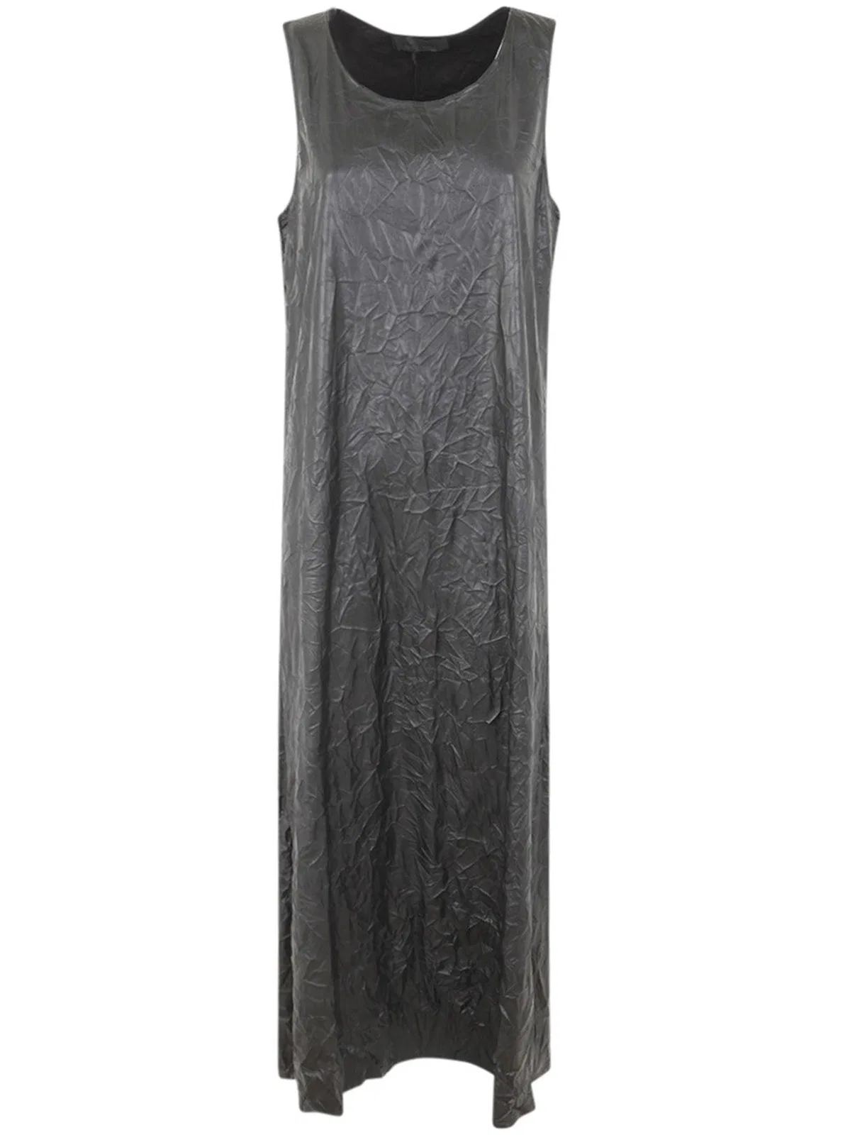 Maria Calderara Crinkled Faux Leather Long Dress