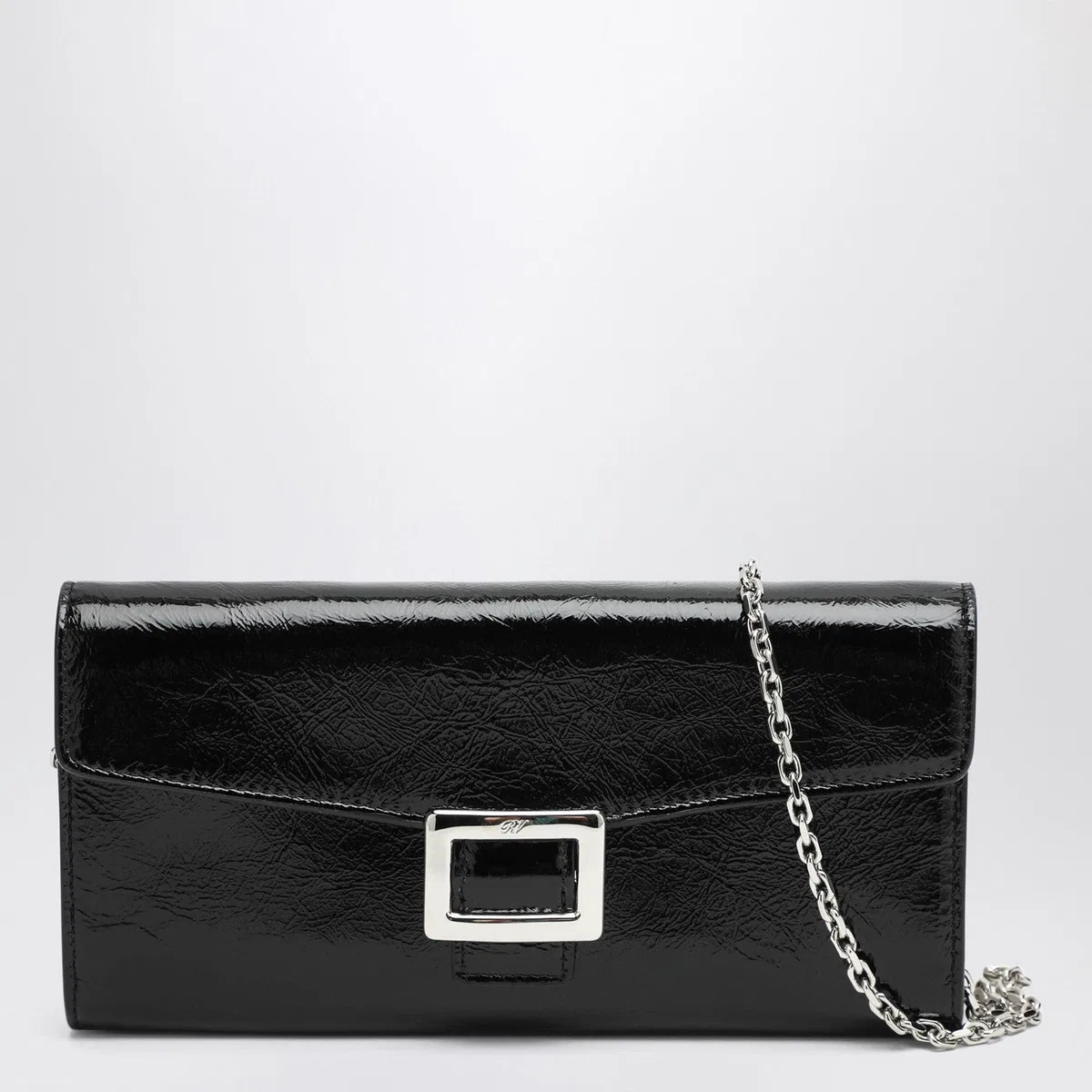 Roger Vivier Belle Vivier Black Patent Leather Wallet