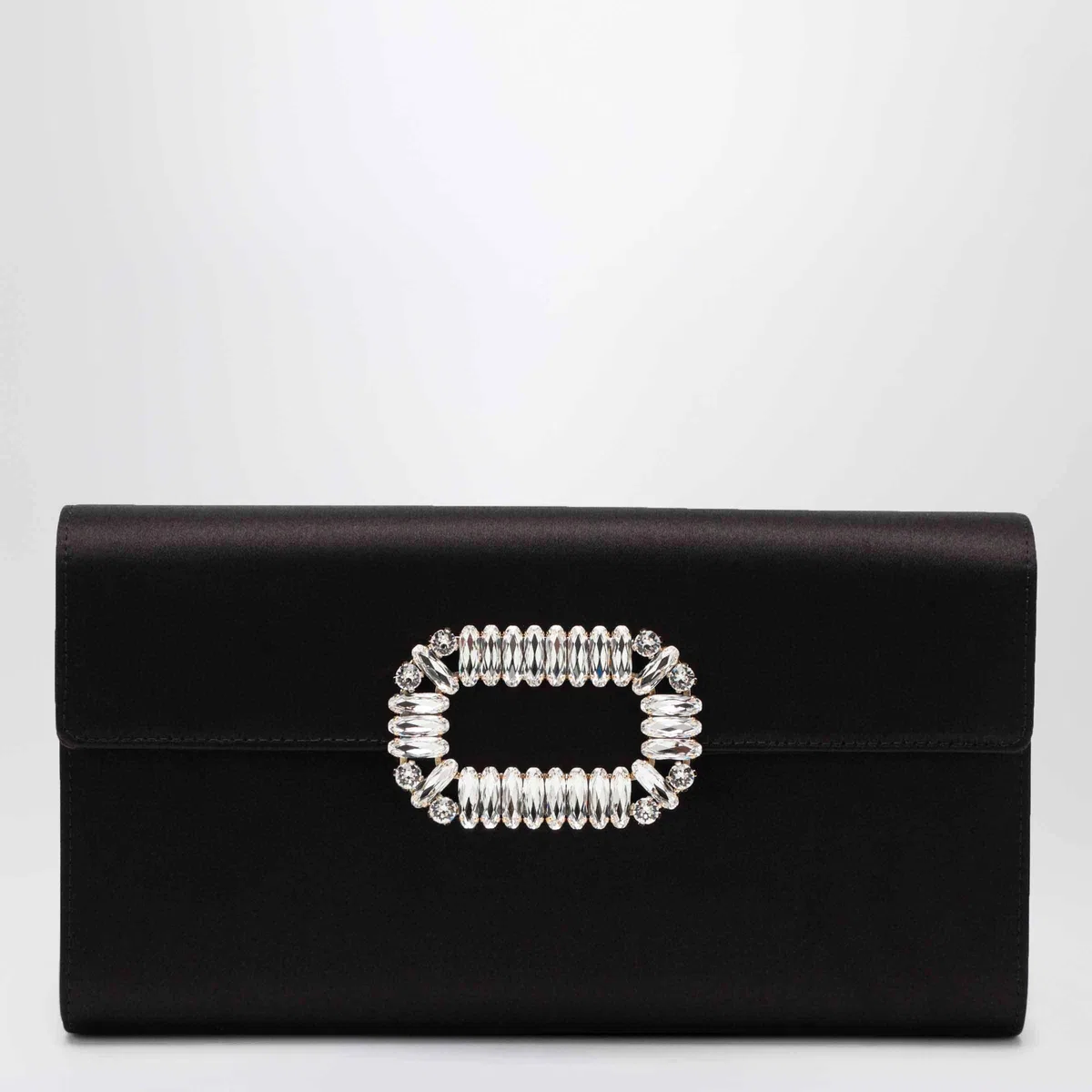 Roger Vivier Black Satin Pochette With Sexy Choc Buck