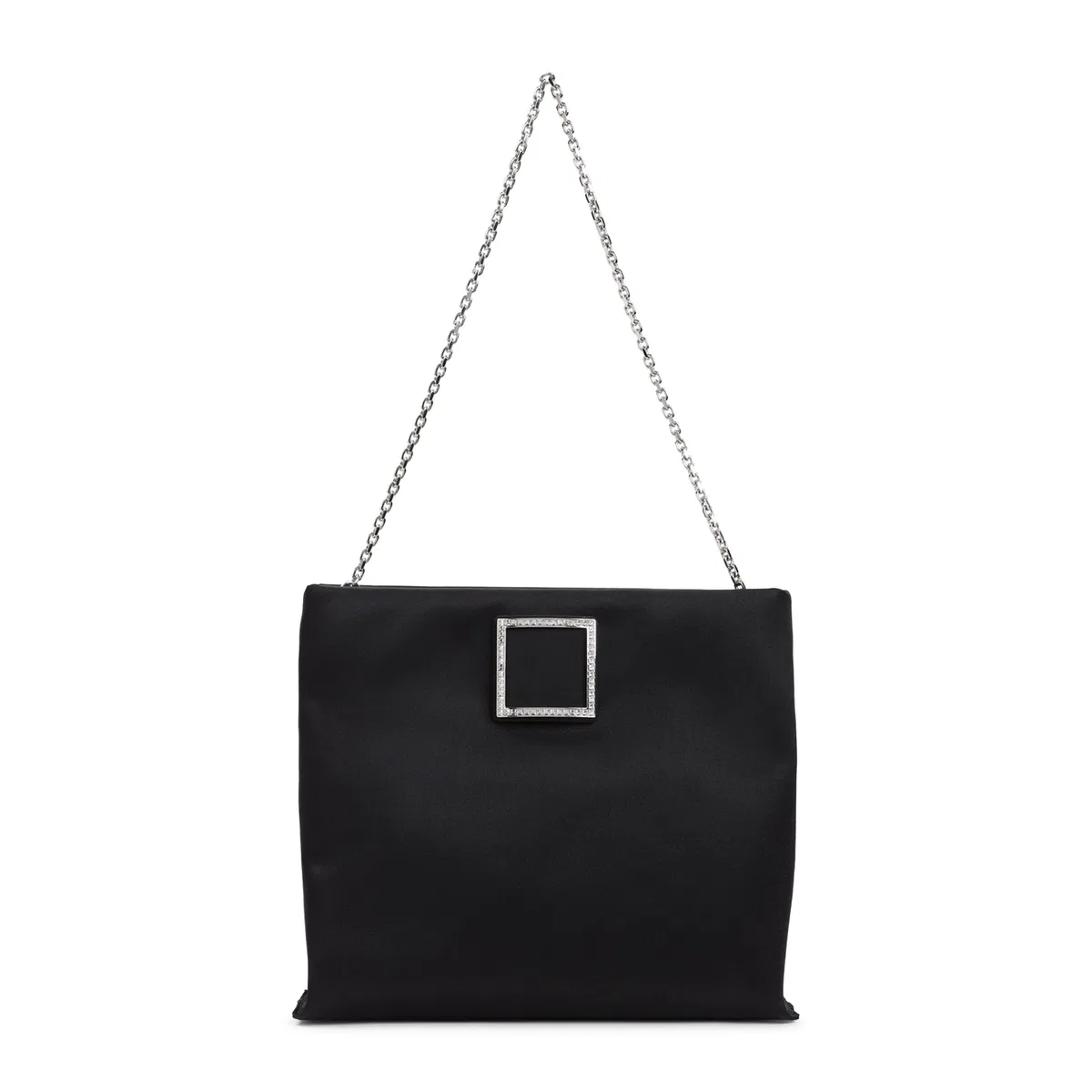 Roger Vivier Black Trompette Strass Soft Satin Clutch