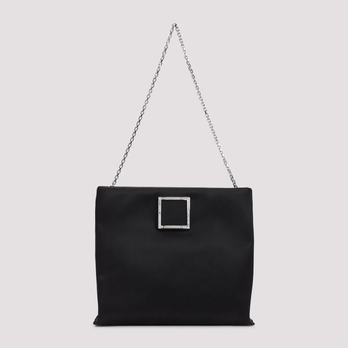 Roger Vivier Black Trompette Strass Soft Satin Clutch