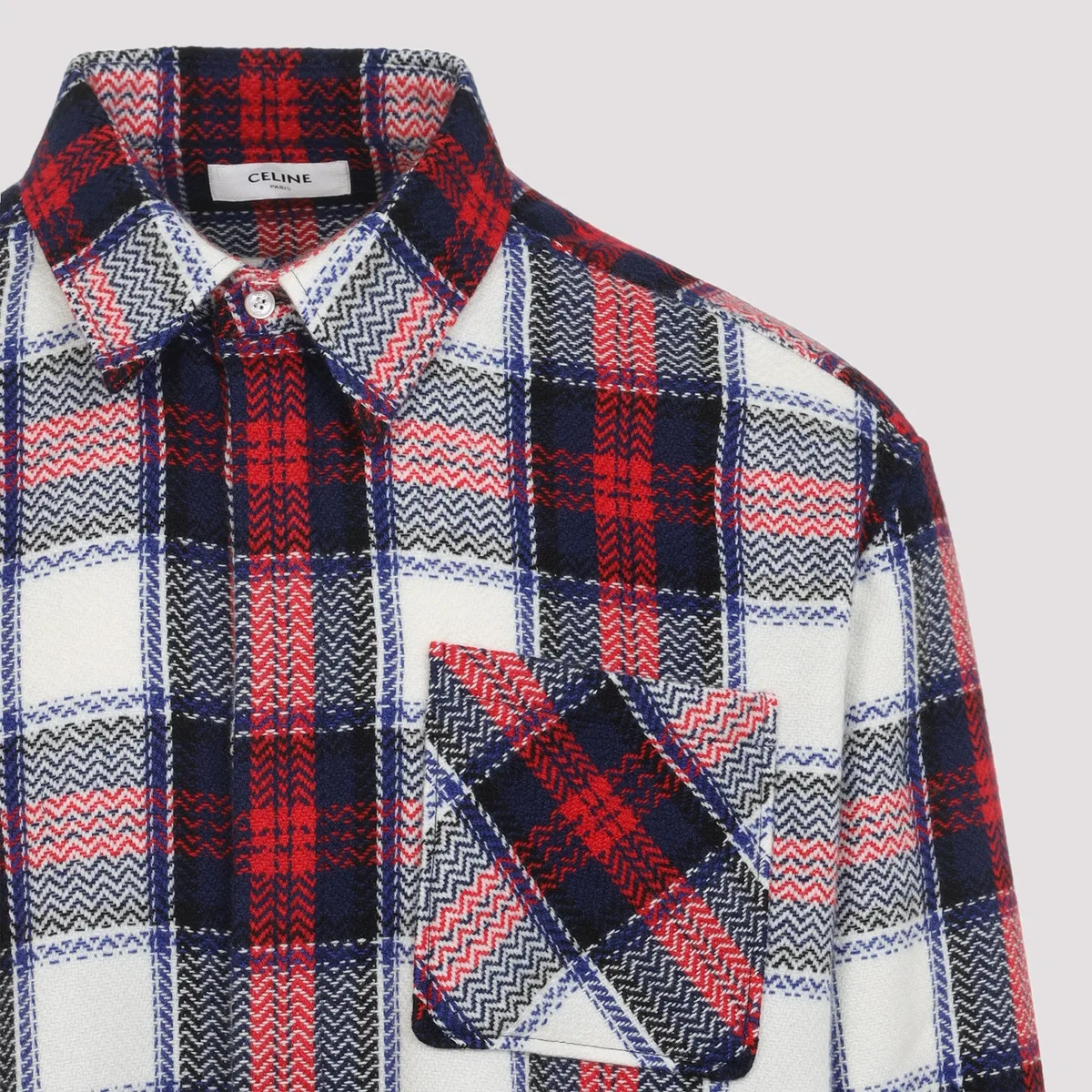 Celine Black And Red Cashmere Overshirt