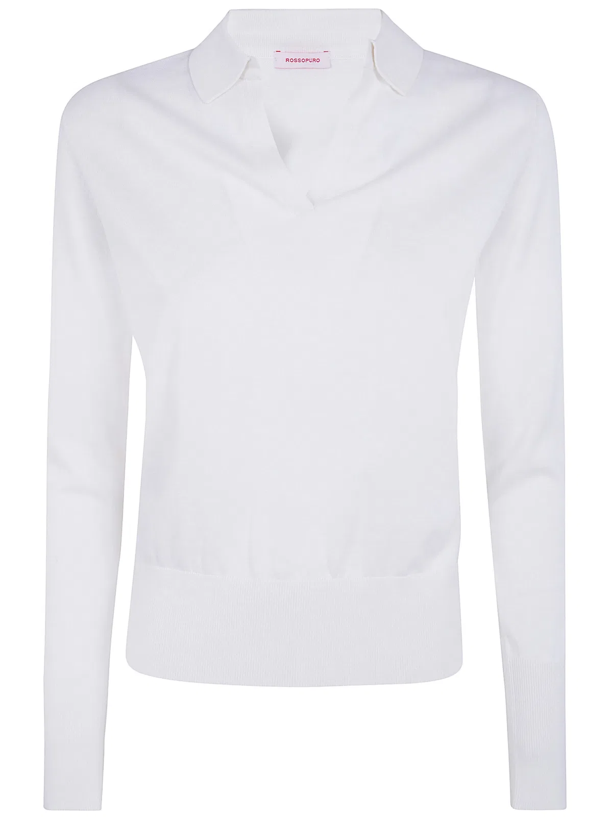 Rosso Puro Long Sleeve Top With A Polo Collar