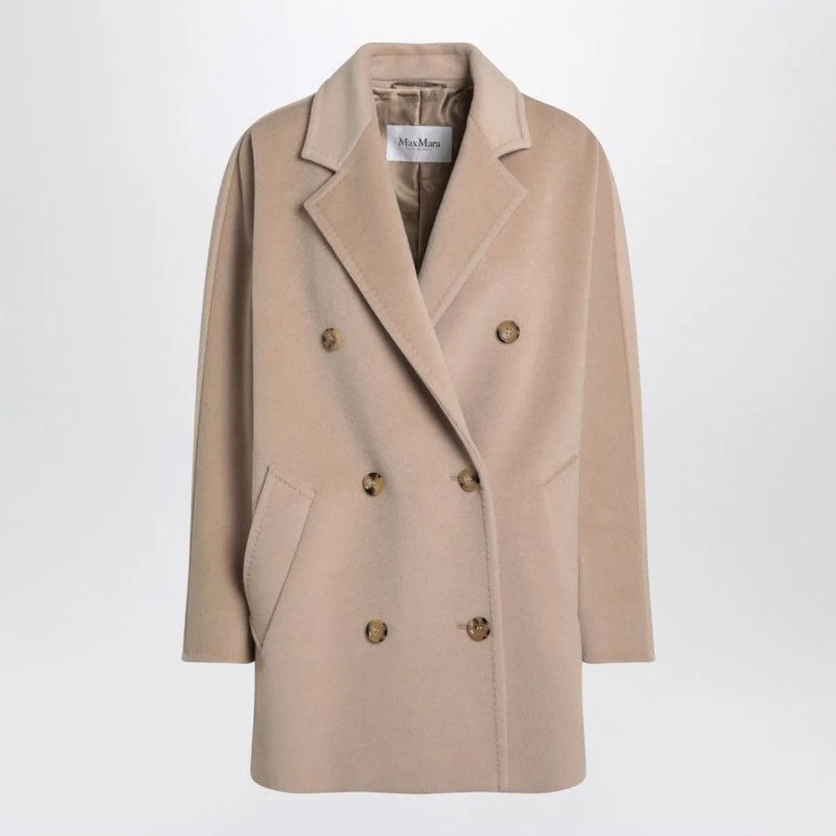Max Mara Short 101801 Icon Coat In Light Beige