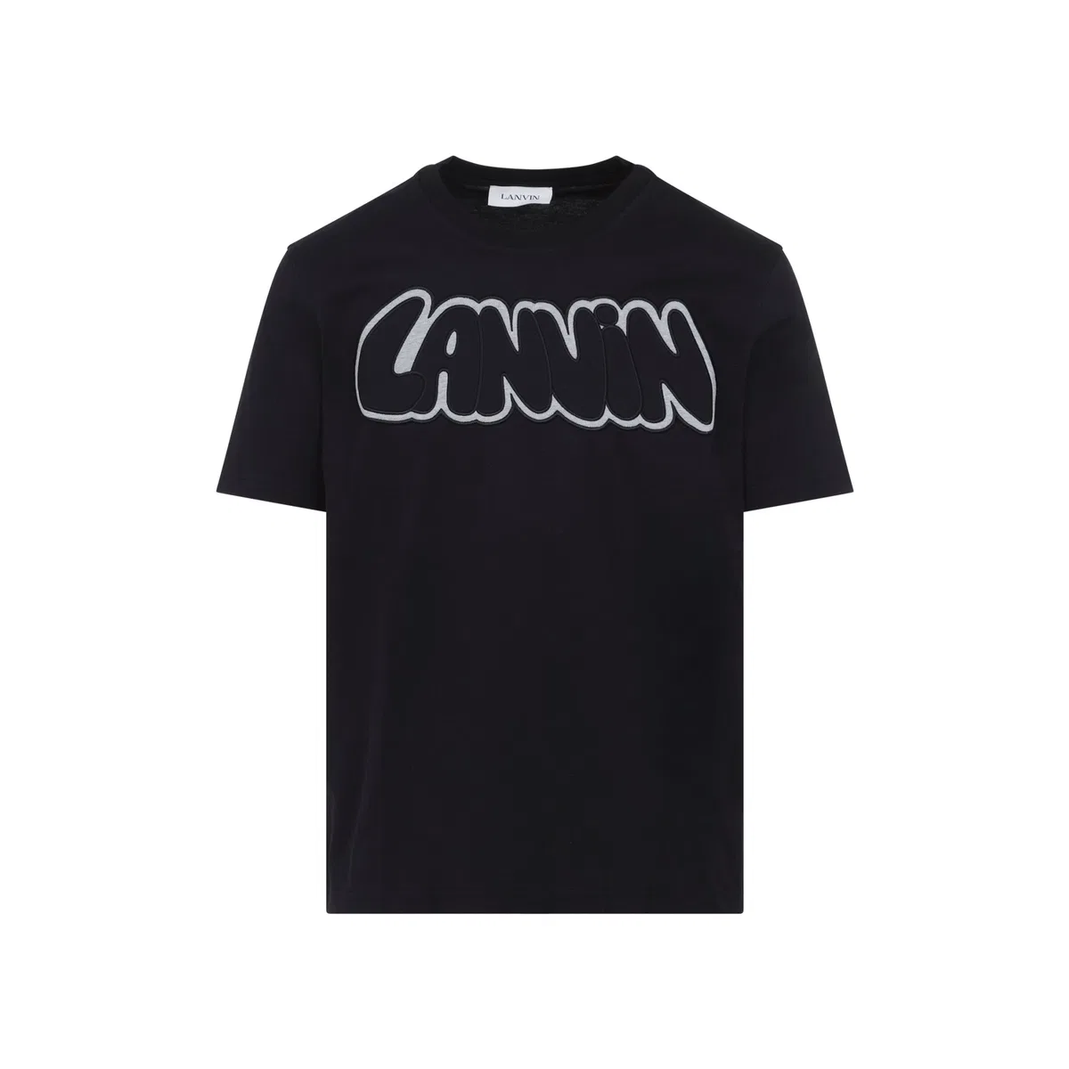 Lanvin Black Embroidered Logo Cotton T-Shirt