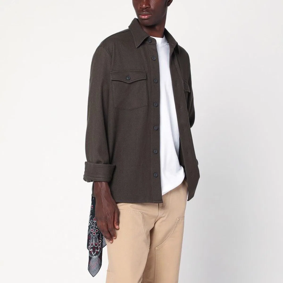 Destin Military Green Wool Shirt