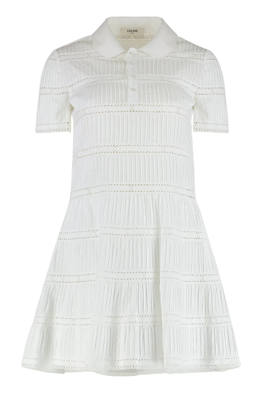 Celine Dress With Embroidered Trimmings In Cott