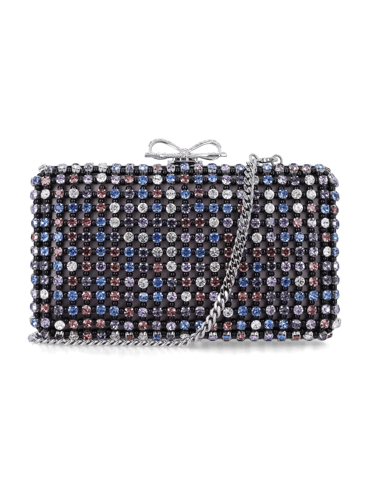 Self-Portrait Multi Crystal Chainmail Clutch