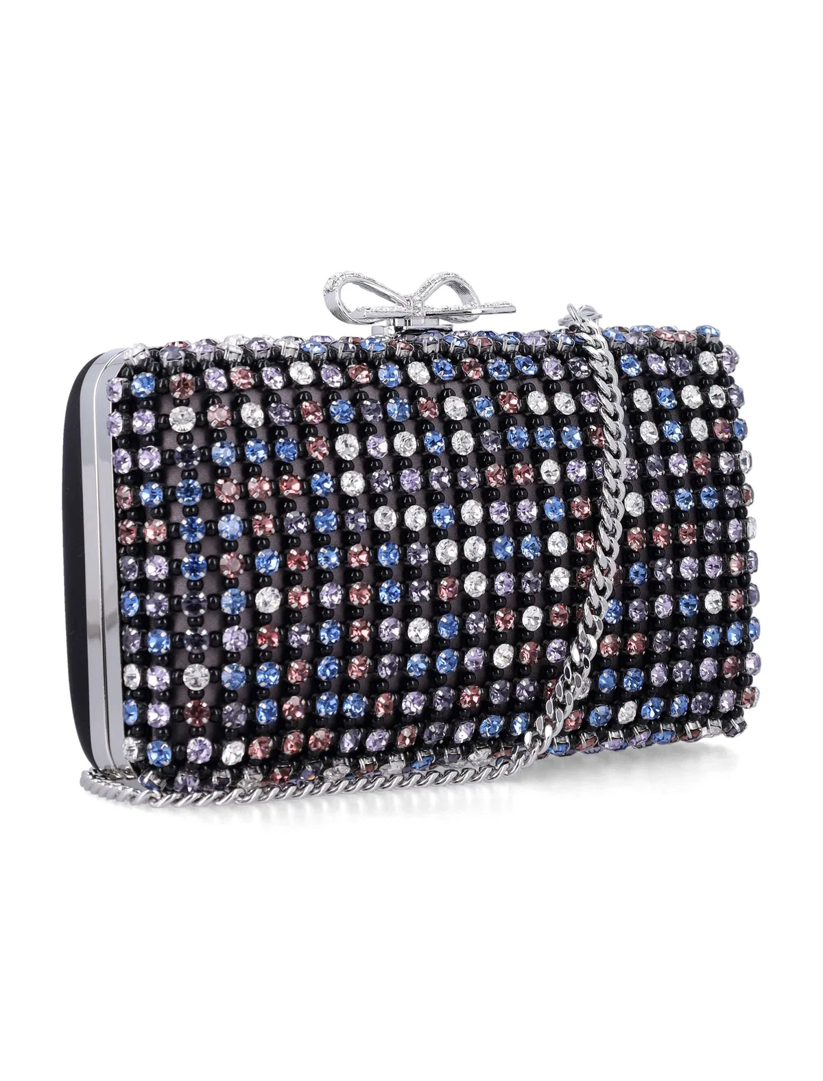 Self-Portrait Multi Crystal Chainmail Clutch
