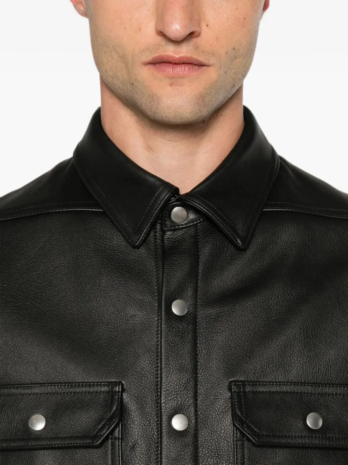 Rick Owens Outershirt Leather Shirt Jacket