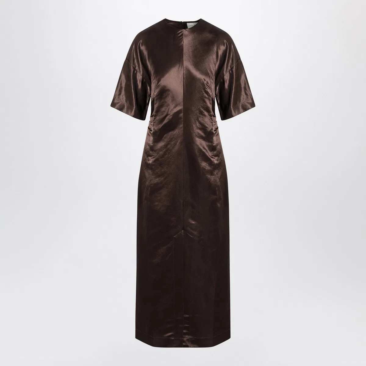 Loulou De Saison Long Brown Dress In Linen And Silk