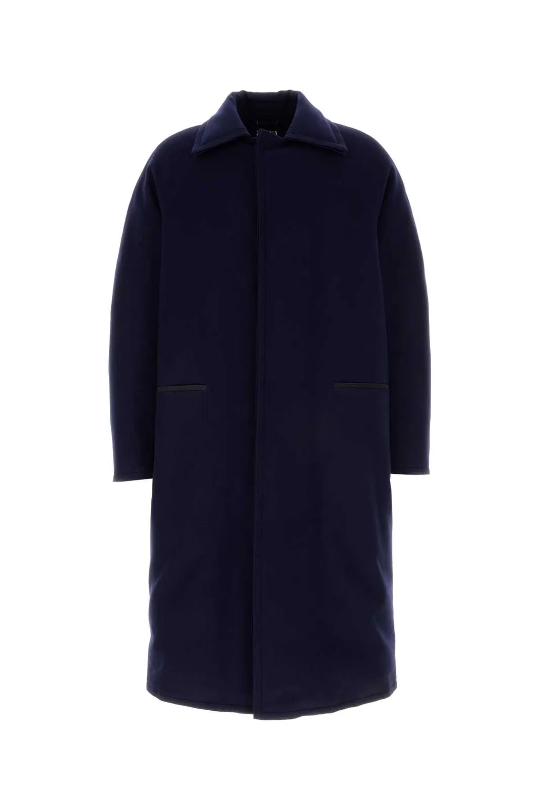 Zegna Navy Blue Wool Coat